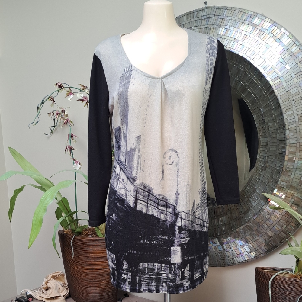 Urban Manhatten Skyline Print Women's Dress